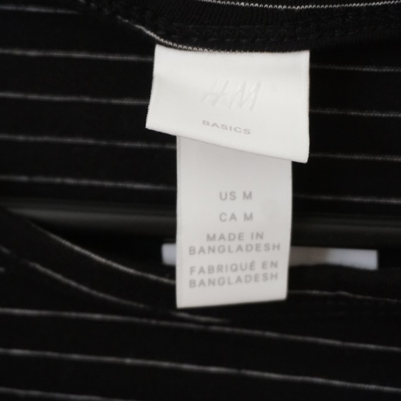 H&M Black Round Neck Tee with small White Stripes - Picture 2 of 3